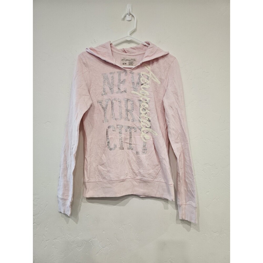 Aeropostale Women's Pink Pullover Hoodie Y2K Style Size Medium